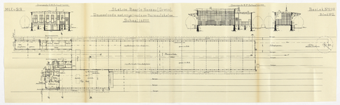 858535 Doorsneden en plattegrond van de douaneloods van het S.S.-station Baarle-Nassau Grens te Baarle-Nassau.